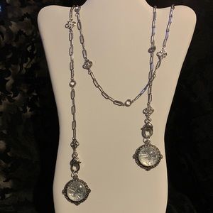 O.O.A.K. Silver Damask Link Cabochon Chain Lariet